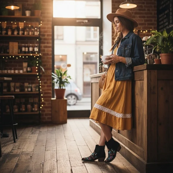 Diba Size 8.5 Booties Embroidered Black Suede Leather Rainbow Floral Western - Picture 11 of 11
